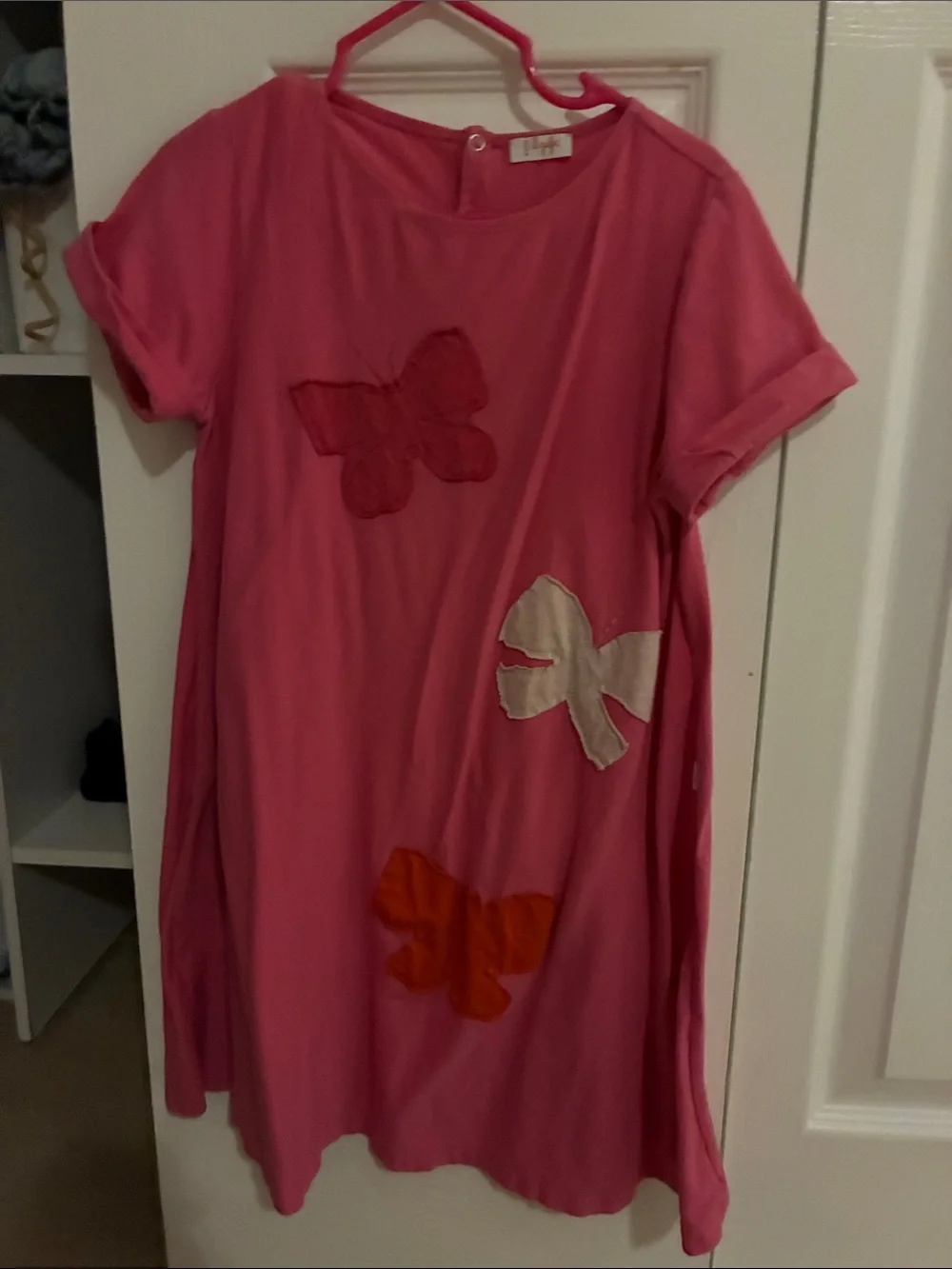 Il Gufo Pink Butterfly Appliqué Casual Dress